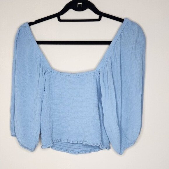 1. STATE blue puffy sleeve crop top size S - Picture 4 of 5